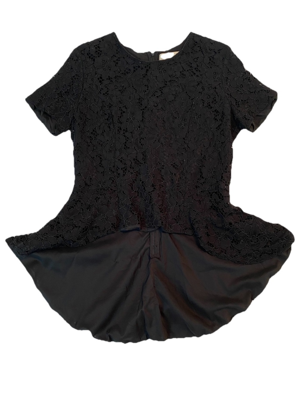 SB by Sachin & Babi Black Lace Peplum Blouse Size XL Short Sleeve